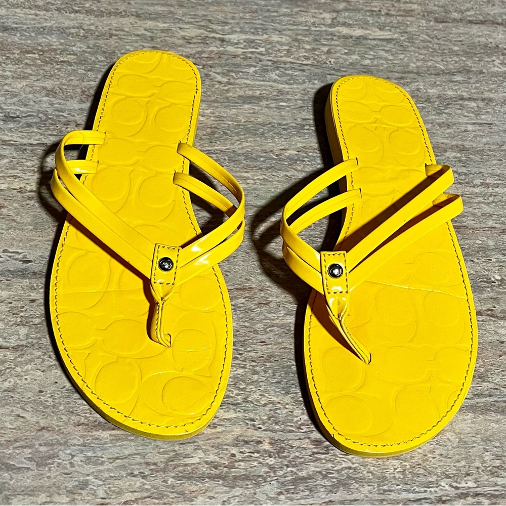 Coach thong yellow flat sandals